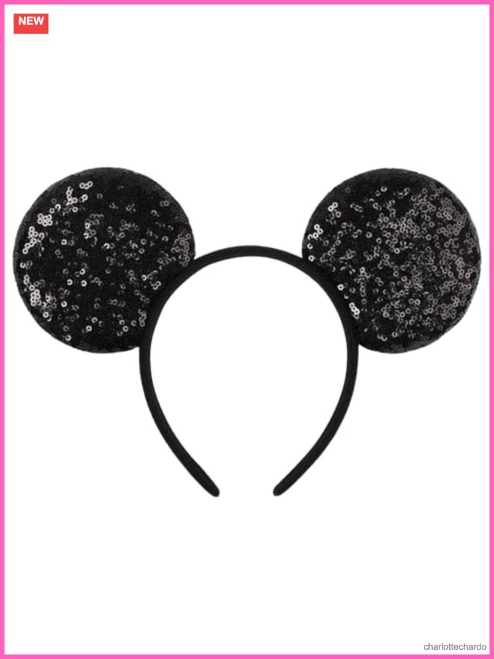4" Sparkling Mouse Ear Headband Women Men Unisex Sequins Magic Park